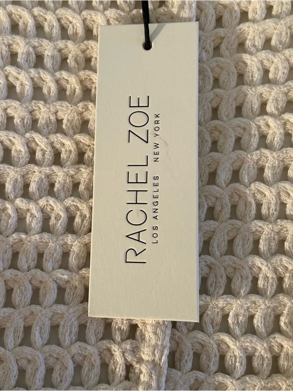 Rachel Zoe Open-Knit Crochet Top in Cream and Navy Embroidery - Picture 11 of 12